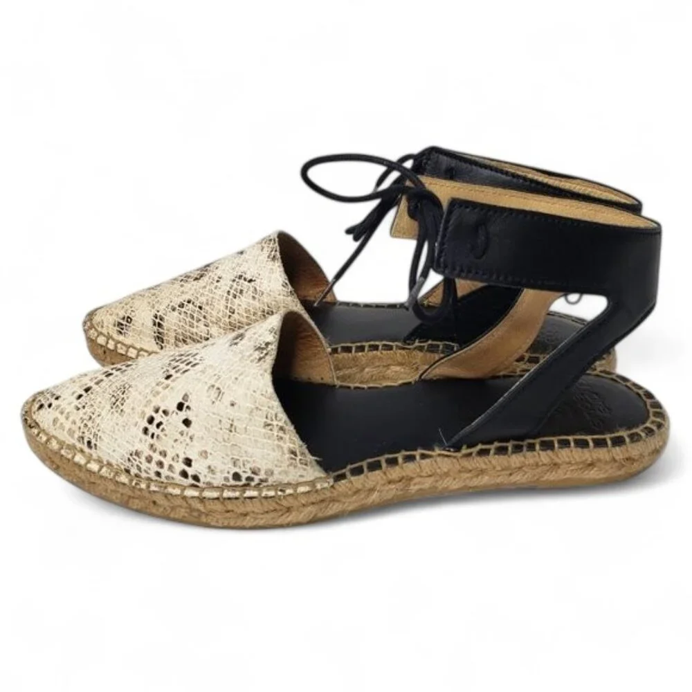 Andre Assous Women’s Snakeskin‎ Leather Ankle Strap Espadrilles Sandals Boa 9.5